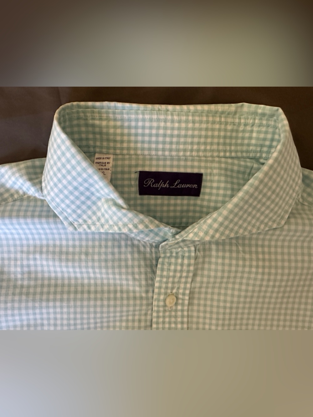 Ralph Lauren Purple Label Gingham Mint Green White Men’s Dress Shirt Size XXL - Picture 2 of 9